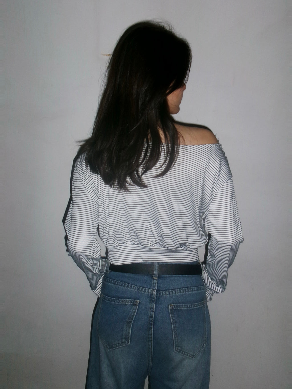 One-Shoulder Striped Cropped Top